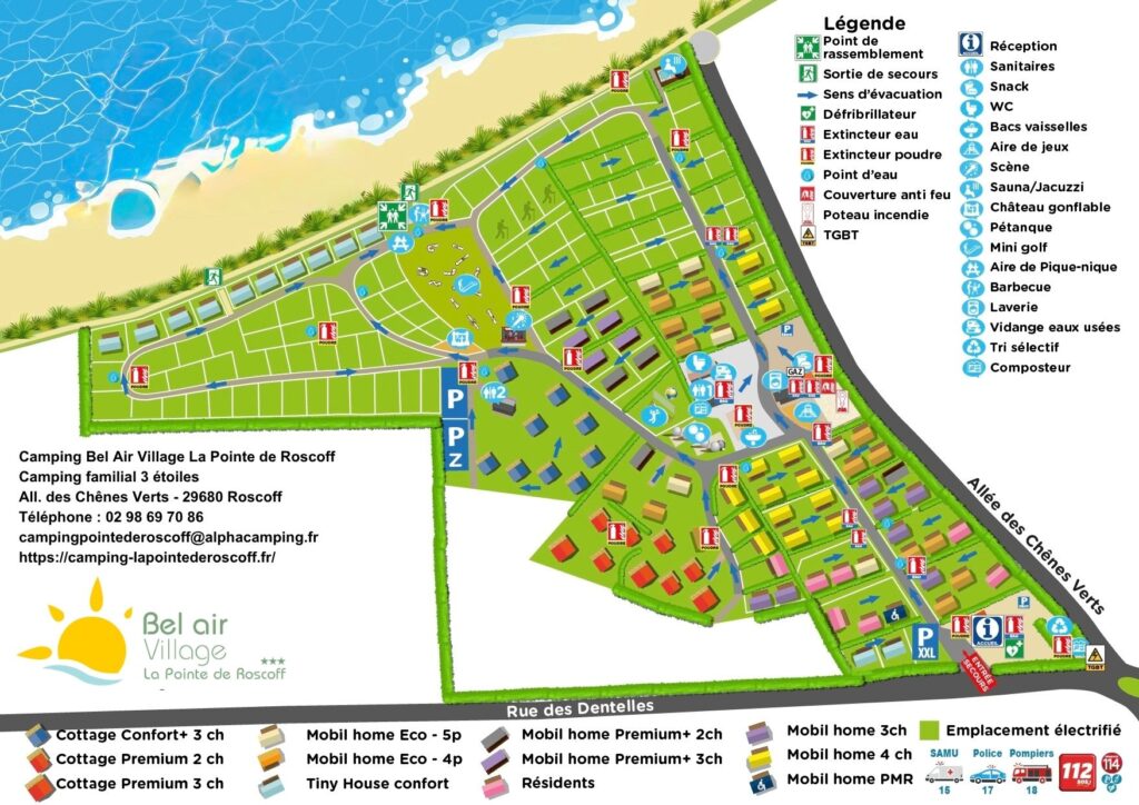Camping Bel Air Village La Pointe de Roscoff 3 étoiles All. des Chênes Verts 29680 Roscoff Téléphone 02 98 69 70 86 campingpointederoscoff@alphacamping.fr(1)